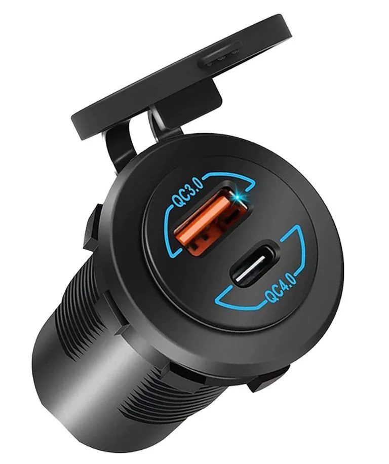 Einbausteckdose 30 Watt USB 3.0 und 4.0, 12/24V