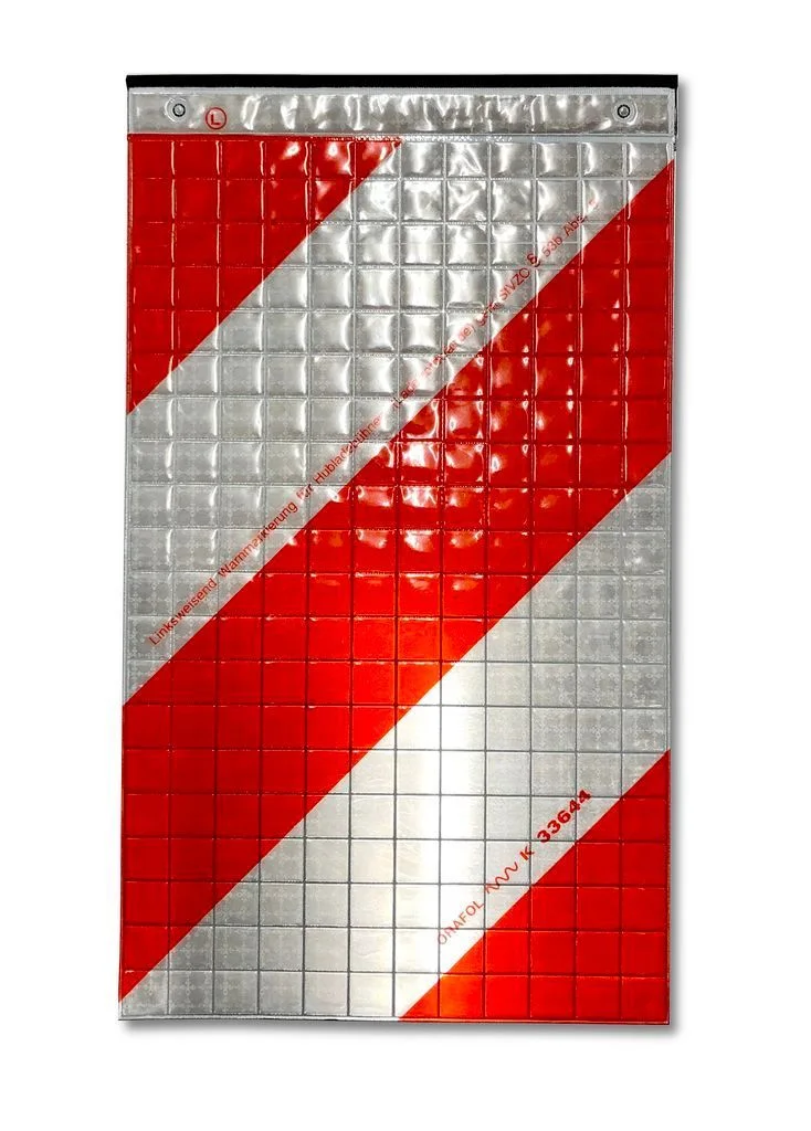 Warnflagge ECE für Hebebühne links