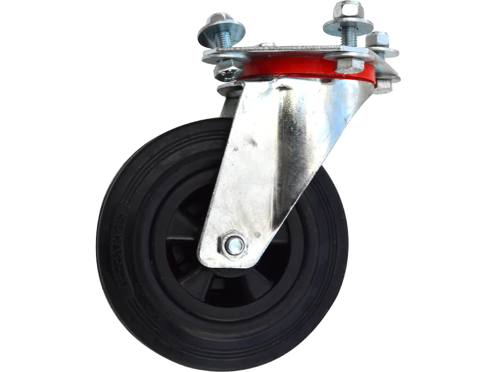 Bugrad Vollgummi 125 mm lenkbar mit Schrauben Lochabstand Mitte- Mitte ca 60/80 