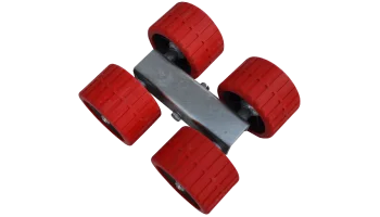 4-fach Rollen 120 mm rot mit Waage, für Rohr 40 x 40 mm 